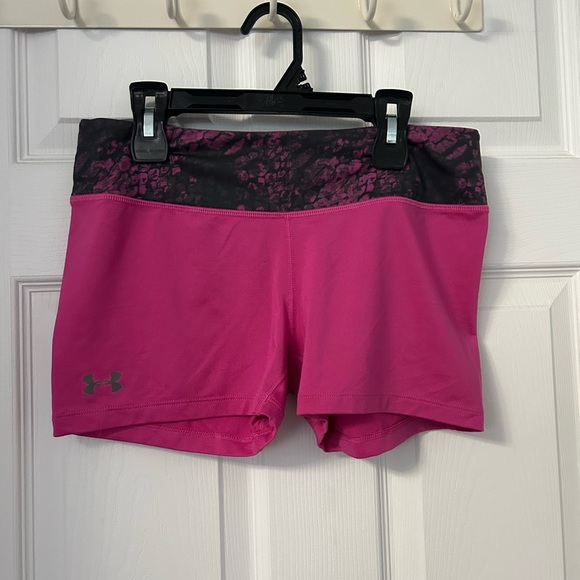 Under Armour Pants - Under Armour Women's Pink and Black Athletic Shorts